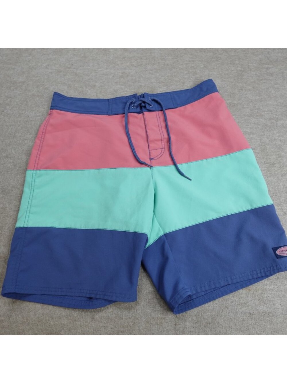 Vineyard Vines Board Shorts 33 Blue Teal Pink Colorblock Preppy Unlined